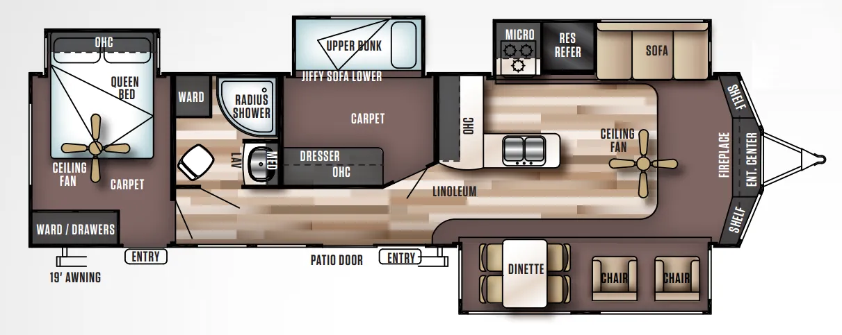 Forest River Wildwood Lodge 385FLBH floor plan