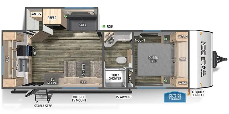 Forest River Cherokee Wolf Den 232MB floor plan