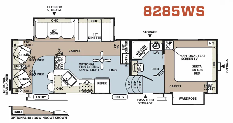 Forest River Rockwood Signature Ultra Lite 8285WS floor plan