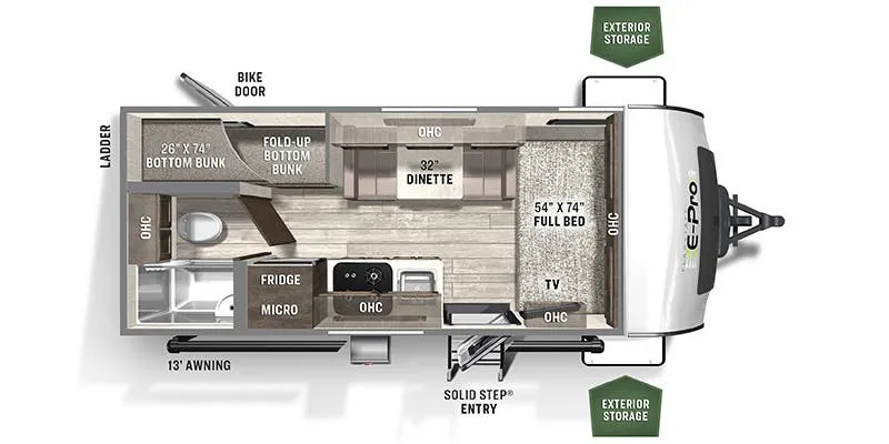 2020 Forest River Flagstaff E-Pro E19BH floor plan