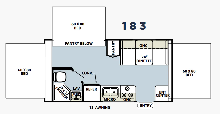 Forest River Rockwood Roo 183 floor plan