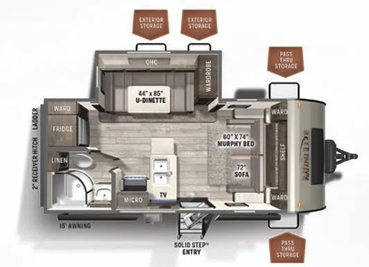 2022 Forest River Rockwood Mini Lite 2104S - Floor plan
