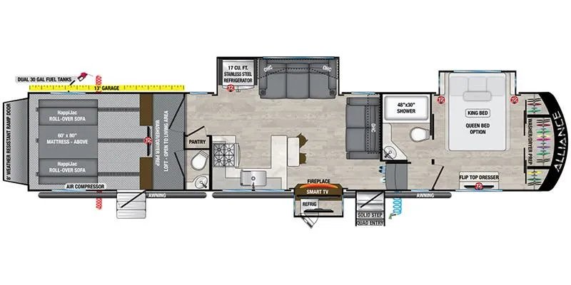 2021 Alliance RV Valor 40V13 floor plan