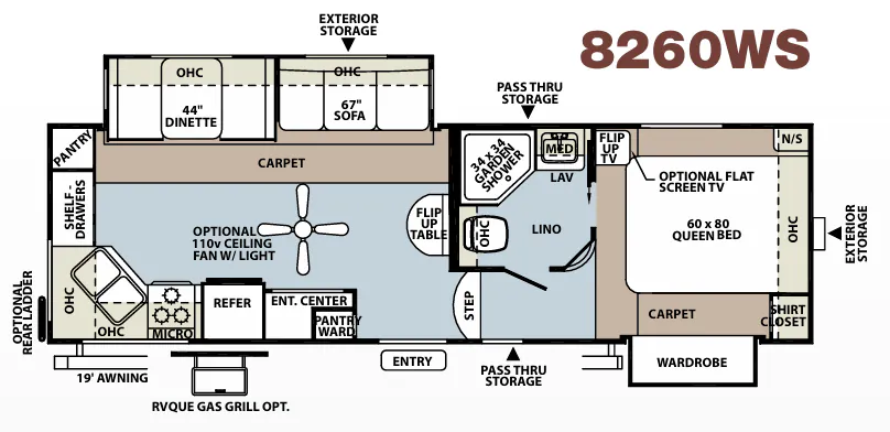 Forest River Rockwood Signature Ultra Lite 8260WS floor plan