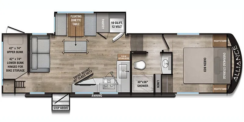 Alliance RV Avenue All-Access Series 28BH floor plan