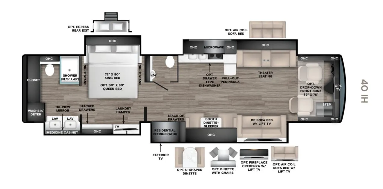 2027 Tiffin Phaeton 40 IH - Floor plan