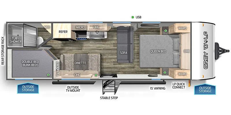 2023 Forest River Cherokee Grey Wolf 26DJSE - Floor plan