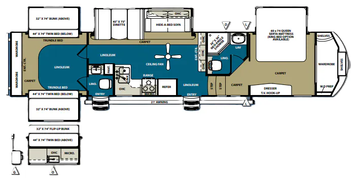 Forest River Sandpiper 365SAQ floor plan
