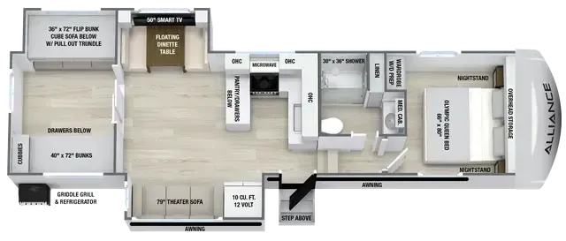 Alliance RV Avenue All-Access 30BH floor plan