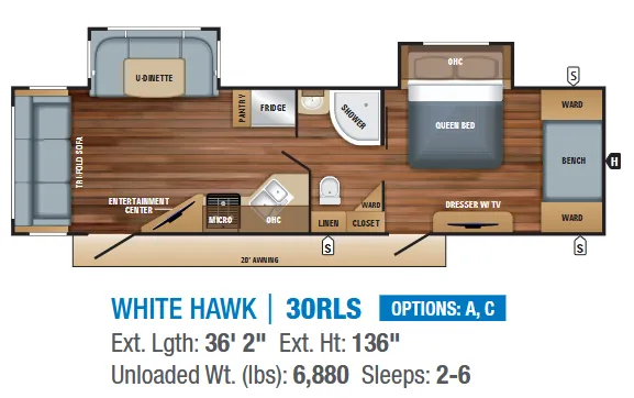 Jayco White Hawk 30RLS floor plan