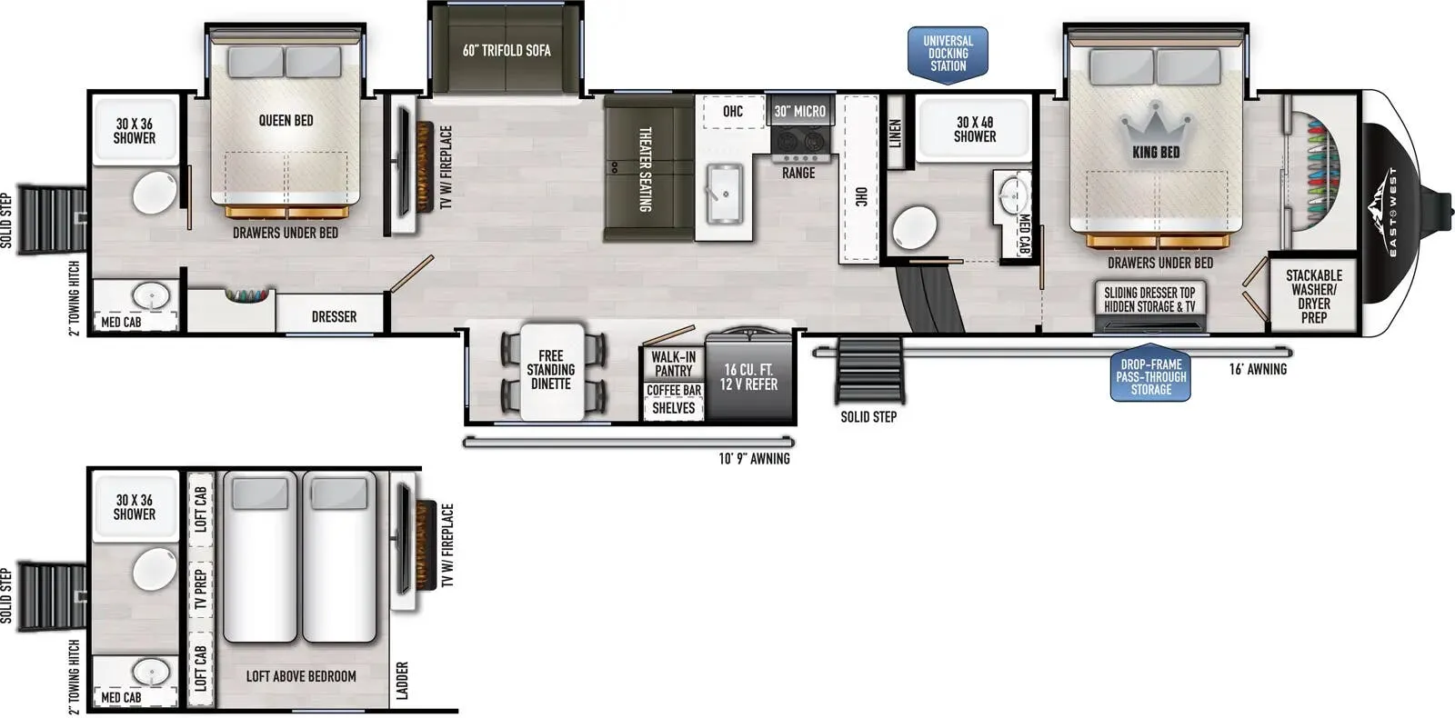 East to West Ahara 385DS floor plan