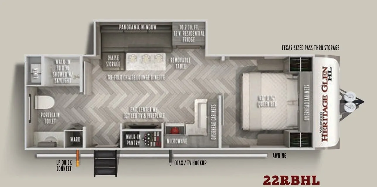 Forest River Wildwood Heritage Glen Hyper-Lyte 22RBHL floor plan