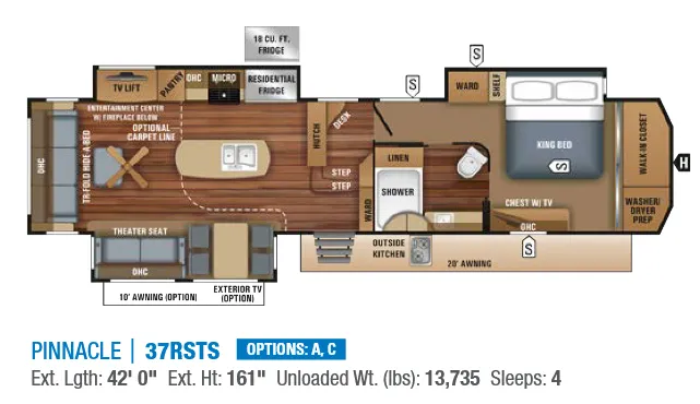 2018 Jayco Pinnacle 37RSTS - Floor plan