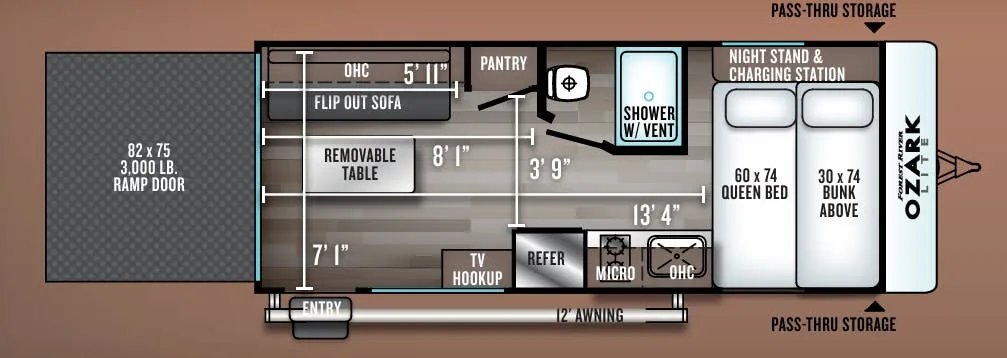 Forest River Ozark 1700TH floor plan