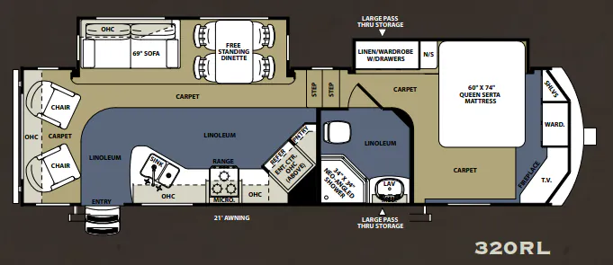 Forest River Sandpiper 320RL floor plan