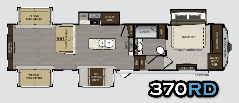 Keystone Avalanche 370RD floor plan