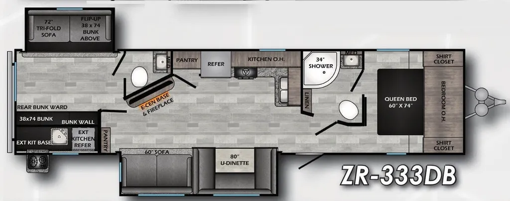 2021 CrossRoads Zinger 333DB floor plan