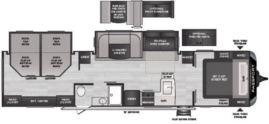 Keystone Passport 3401QD floor plan
