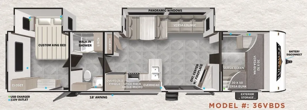 Forest River Wildwood 36VBDS floor plan