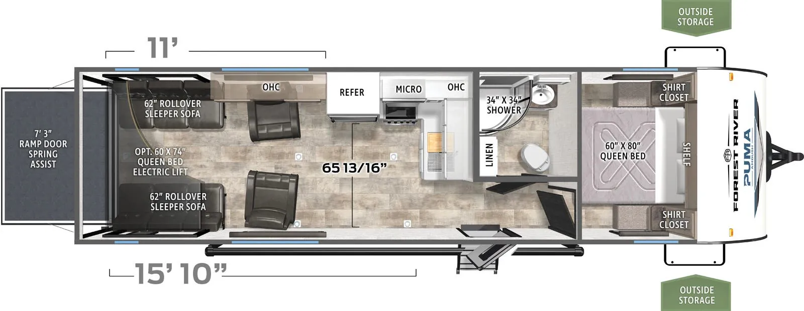 Forest River Puma Ambush 27TH floor plan