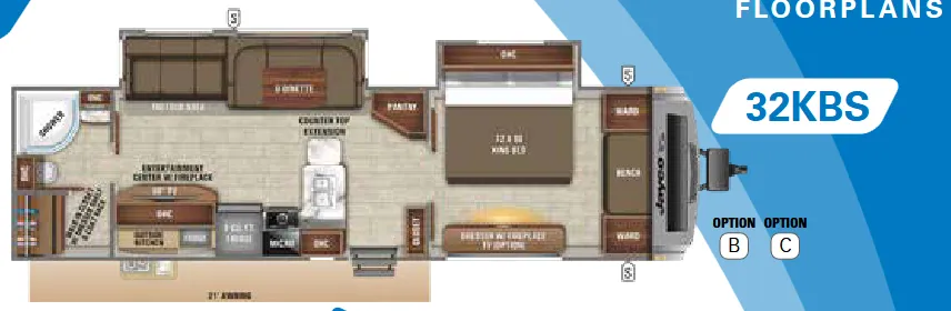 2020 Jayco White Hawk 32KBS - Floor plan