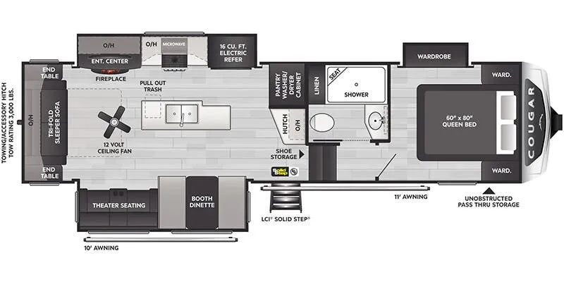 2026 Keystone Cougar Half-Ton 290RLS - Floor plan