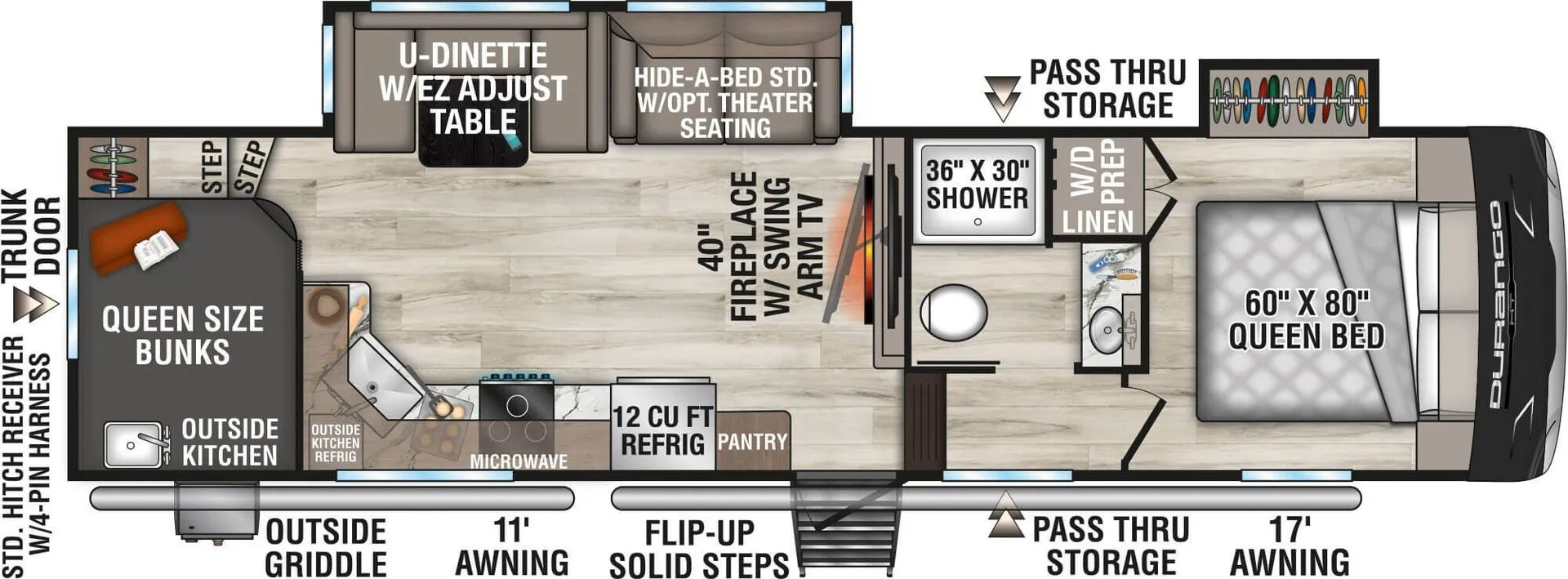 K-Z Durango Half-Ton D286BHD floor plan