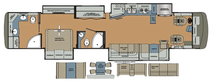 Forest River Berkshire XLT 45A floor plan
