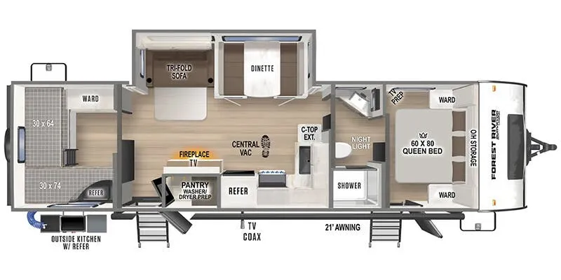2025 Forest River Surveyor 296QBLE - Floor plan