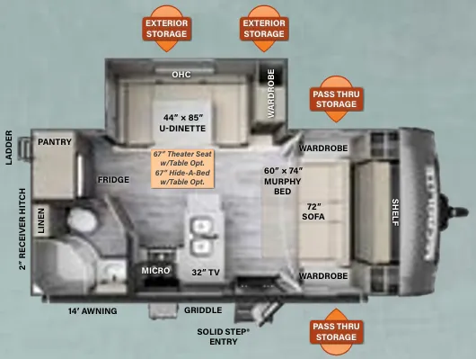 2023 Forest River Flagstaff Micro Lite 21DS - Floor plan
