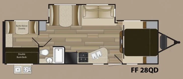 Cruiser RV Fun Finder Xtreme Lite 28QD floor plan