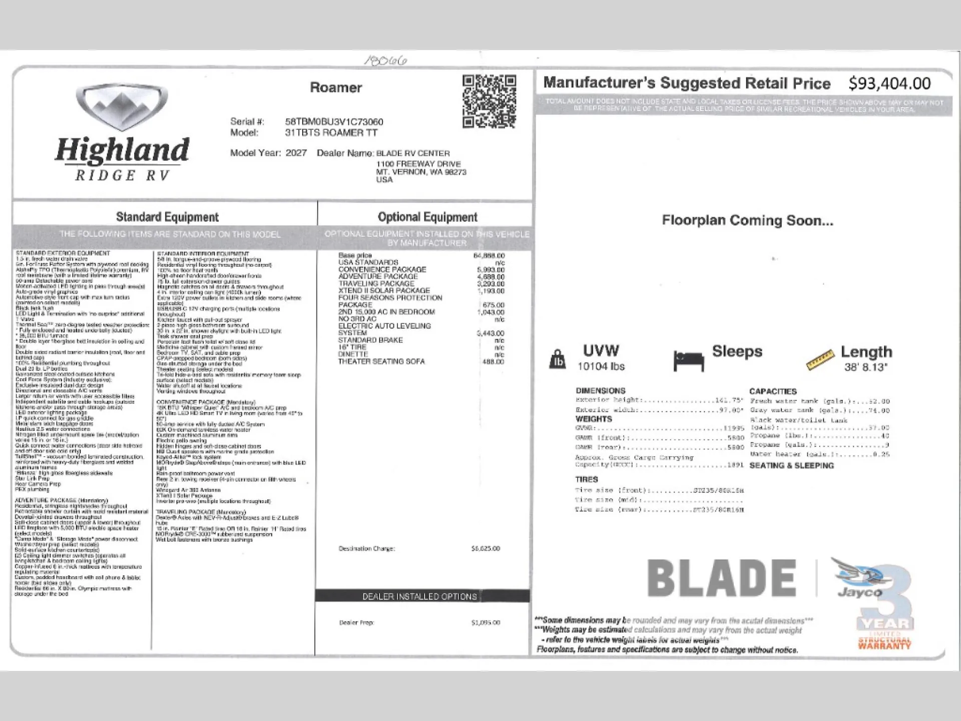 2027 Highland Ridge Roamer Light Duty 31TBTS dealer photo 2 from Blade RV Center