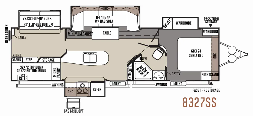 Forest River Rockwood Signature Ultra Lite 8327SS floor plan