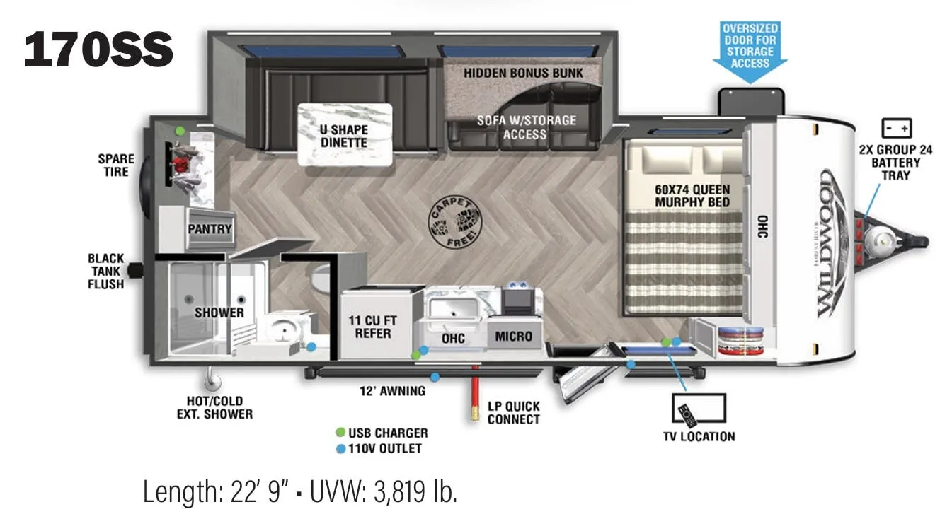 Forest River Wildwood FSX 170SS floor plan
