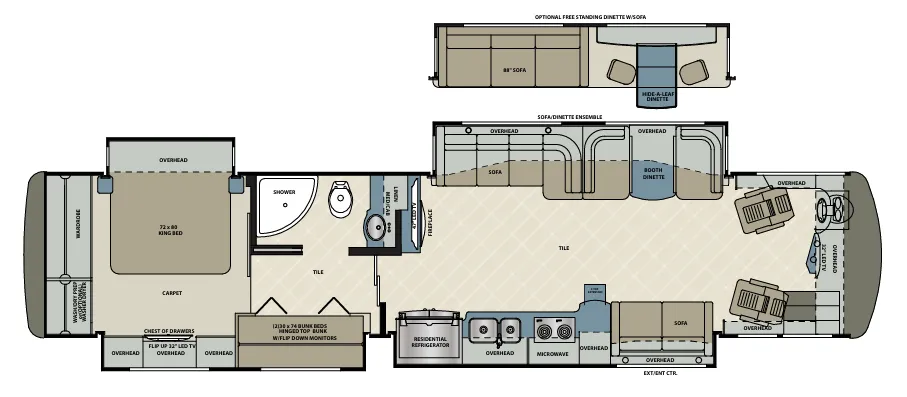 Forest River Berkshire XLT 43B floor plan