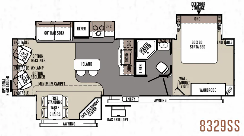 Forest River Rockwood Signature Ultra Lite 8329SS floor plan