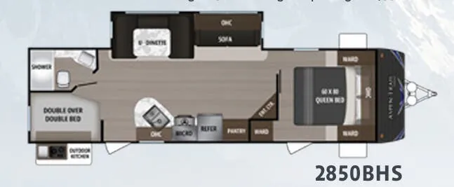 2019 Dutchmen Aspen Trail 2850BHS floor plan
