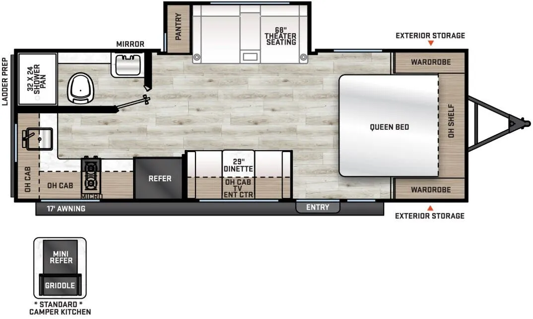 Forest River Aurora Light 19RBS floor plan