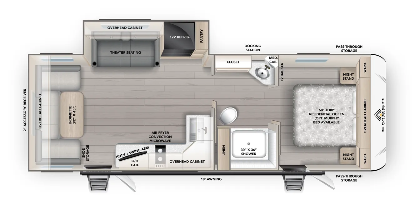 2026 Ember RV E-Series 25RUD - Floor plan