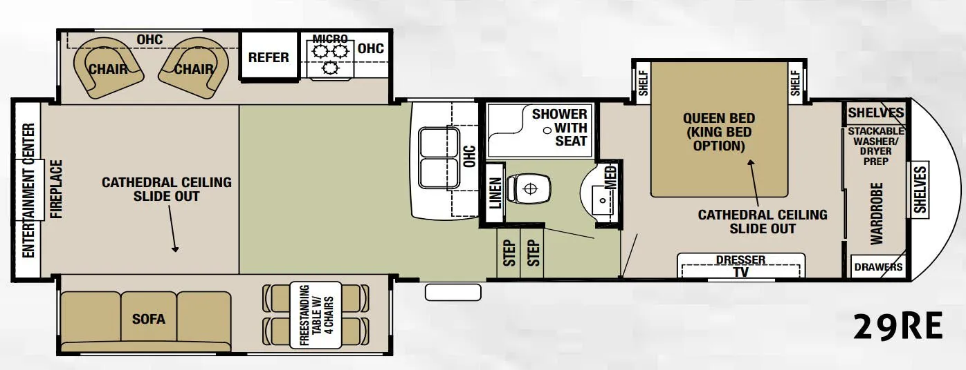 Forest River Cedar Creek Silverback 29RE floor plan