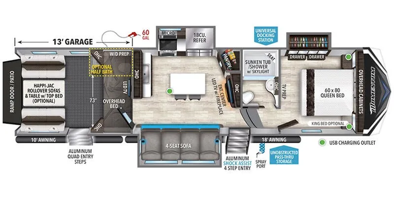 Grand Design Momentum M-Class 349M floor plan