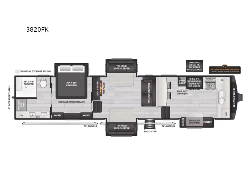 2026 Keystone Alpine 3820FK floor plan