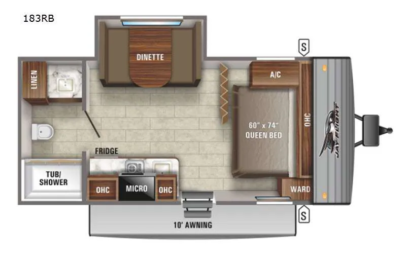 2021 Jayco Jay Flight SLX 183RBW - Floor plan