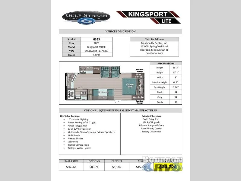 2026 Gulf Stream RV Kingsport Ultra Lite 240RK - Photo 2