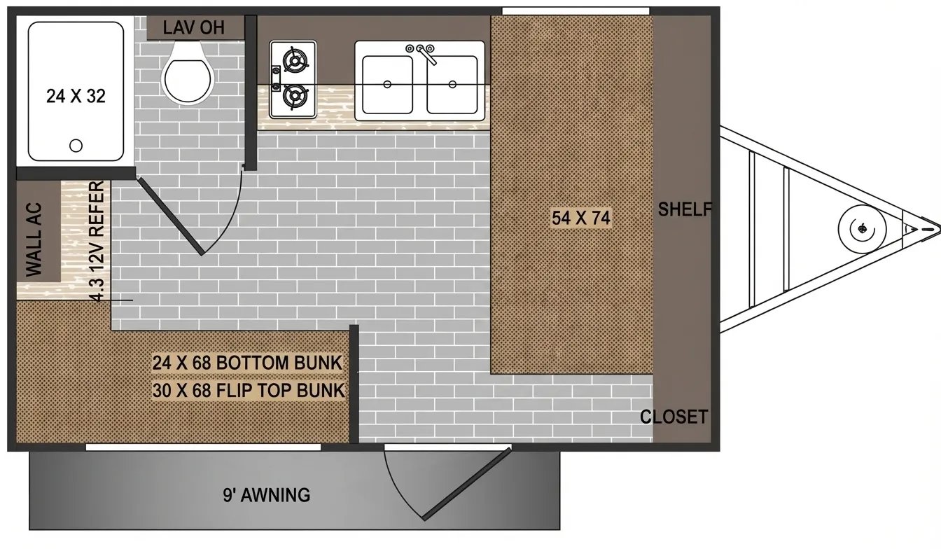 2026 Sunset Park RV Sun Lite 13BH - Floor plan