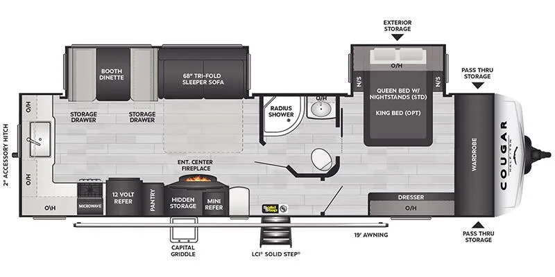 Keystone Cougar Half-Ton East 30RKD floor plan