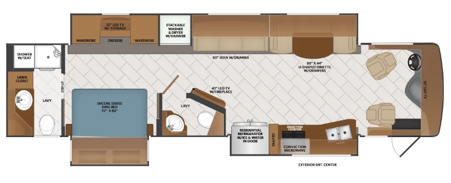 Fleetwood Pace Arrow LXE 38K floor plan