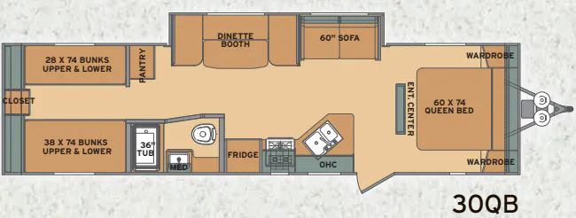 Shasta Oasis 30QB floor plan