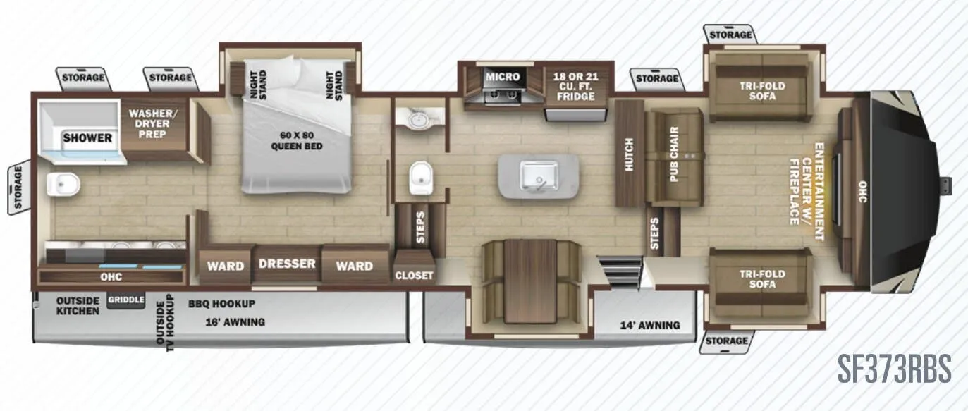 Highland Ridge Silverstar SF373RBS floor plan