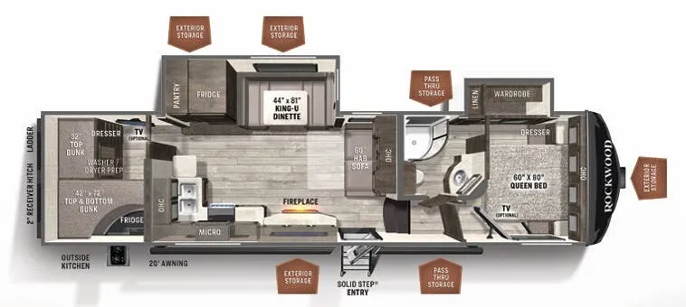 Forest River Rockwood Ultra Lite 2891BH floor plan